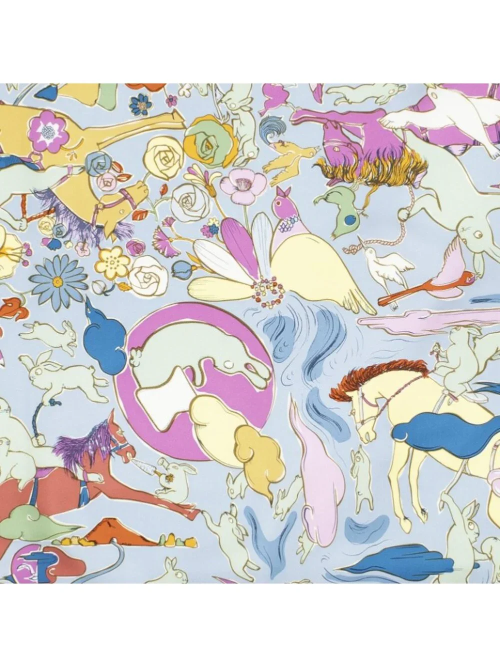 ★SOLD★ Hermes Scarf Light Blue Pink Yellow Silk - Picture 3 of 5